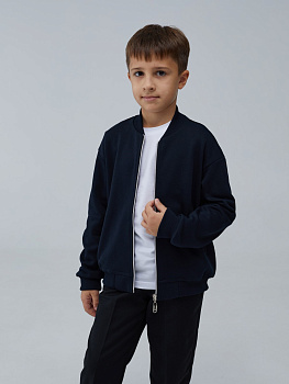 Бомбер школьный трикотажный синий (134)