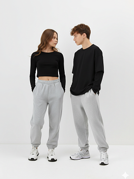 Джоггеры белый меланж (134)