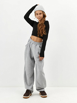 Брюки багги серый меланж (140)